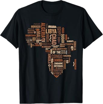 Africa Map Countries Black History Pride African American T-Shirt