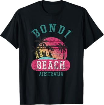 Retro Cool Bondi Beach Australia Beaches Distressed Novelty T-Shirt