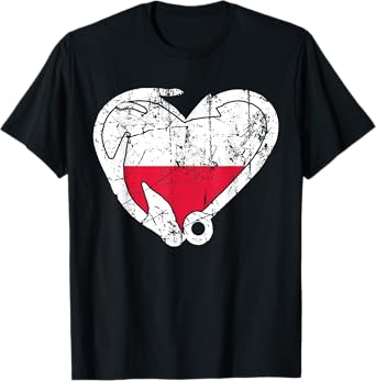 Fishing And Hunting - Fish Hook Elk Antler Polish Flag T-Shirt