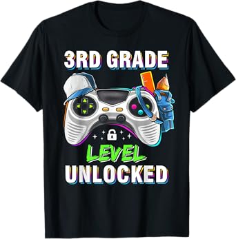 Level 3rd Grade Unlocked Back To School First Day Boys Kids T-Shirt