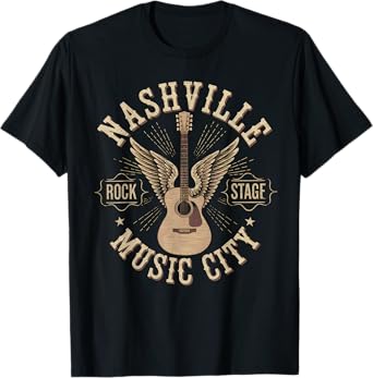 Nashville Music City Tshirt Women Men Tennessee Rock Country T-Shirt