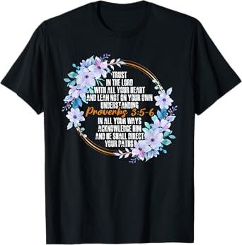 Proverbs 3:5-6 Bible Verse Religious Christian Men and Women T-Shirt