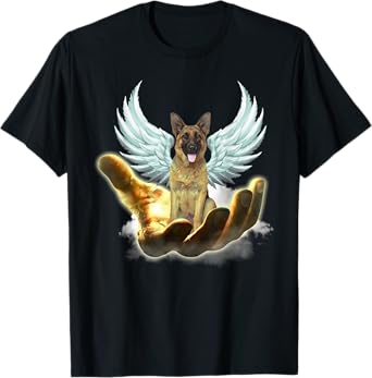 Angel German Shepherd Golden Hand Heaven Wings God T-Shirt