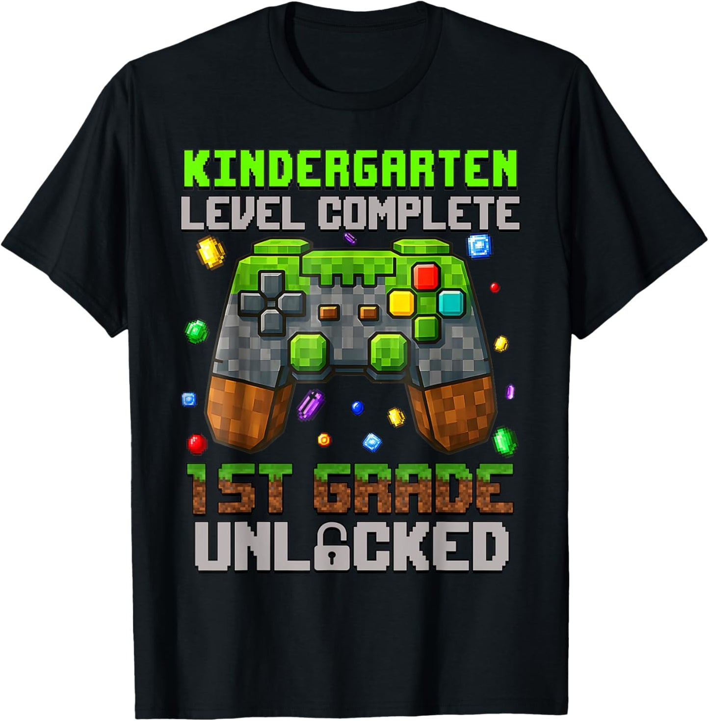 Kindergarten Graduation 1st Grade Unlocked Gamer Pixel T-Shirt