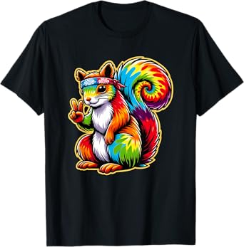 Peace Sign Tie Dye Squirrel T-Shirt