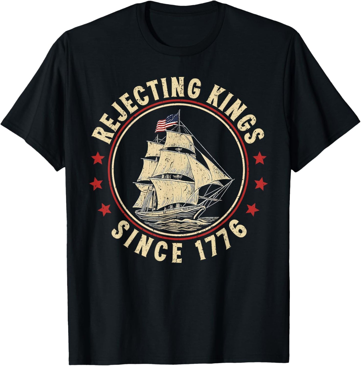 Rejecting Kings Since 1776 Vintage Patriotic American Flag T-shirt