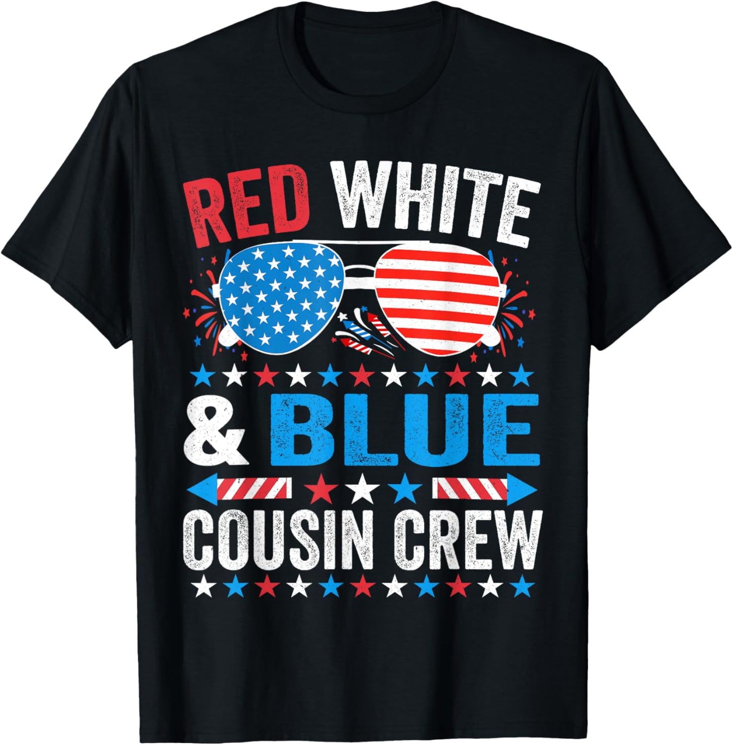 Red White And Blue Cousin Crew 4th Of July American Flag T-shirt