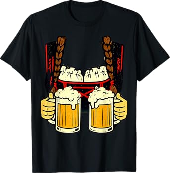 Bavarian Octoberfest Costume Lederhosen Funny Oktoberfest T-Shirt