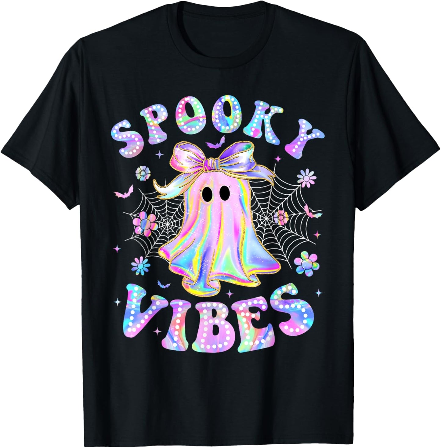 Spooky Vibes Ghost Retro Halloween Boo Boo Crew T-Shirt