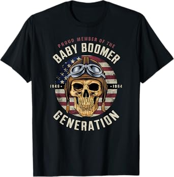 Baby Boomer Skull Patriotic T-Shirt Gifts 1946-1964 T-Shirt