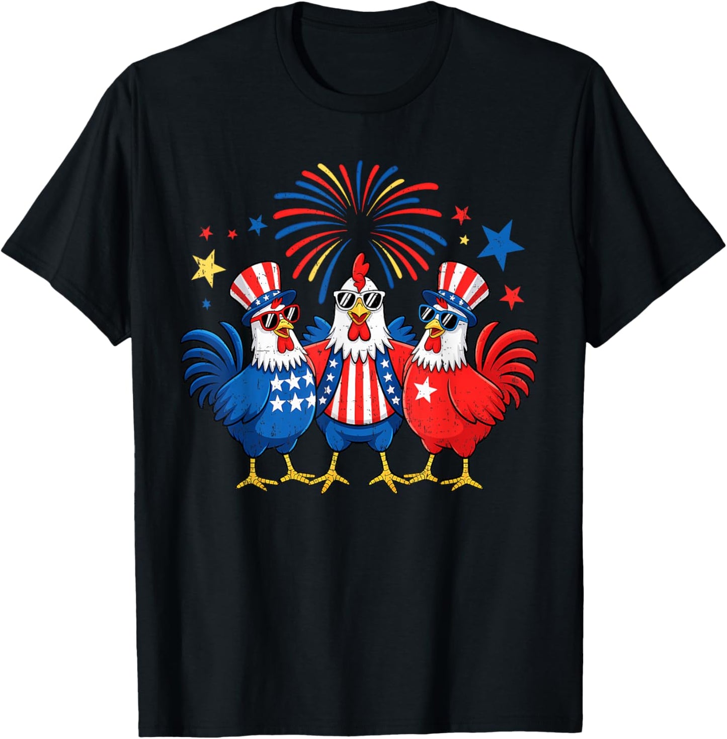4th Of July Chickens Stars Stripes Farmer Women Men Kids T-shirt