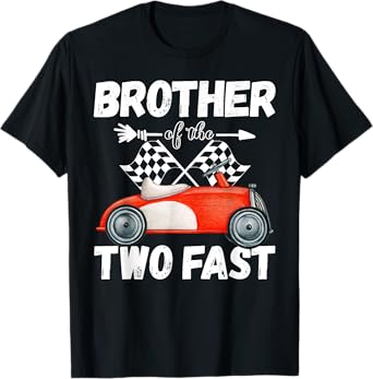 Brother Of The Two Fast 2 Curious Birthday 2nd Little Racer T-Shirt