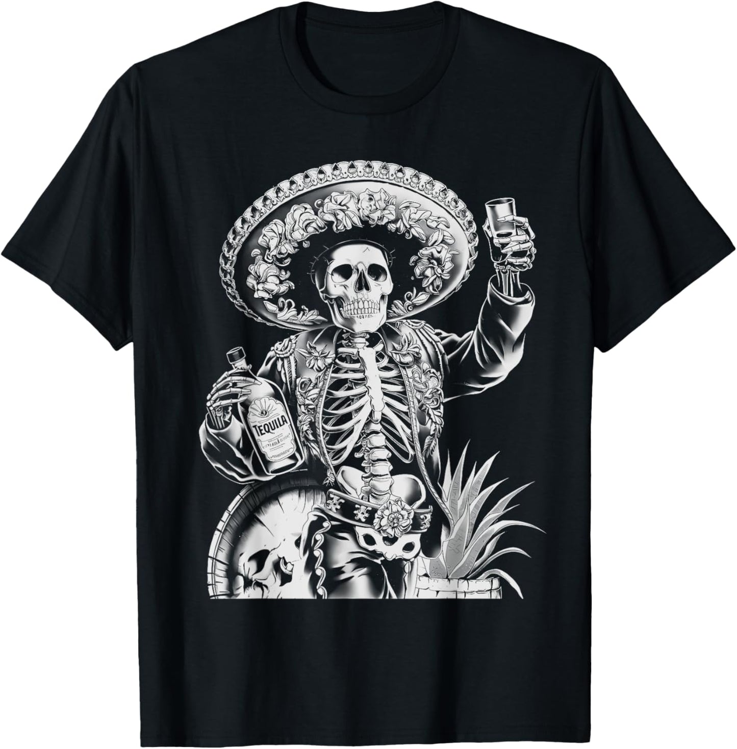 Mexico Vintage Skeleton Tequila Dia De Los Muertos Mexican T-Shirt