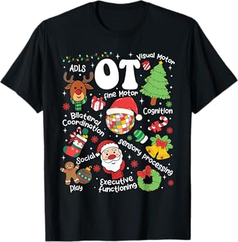 Occupational Therapy Christmas Retro Groovy OT Therapist T-Shirt