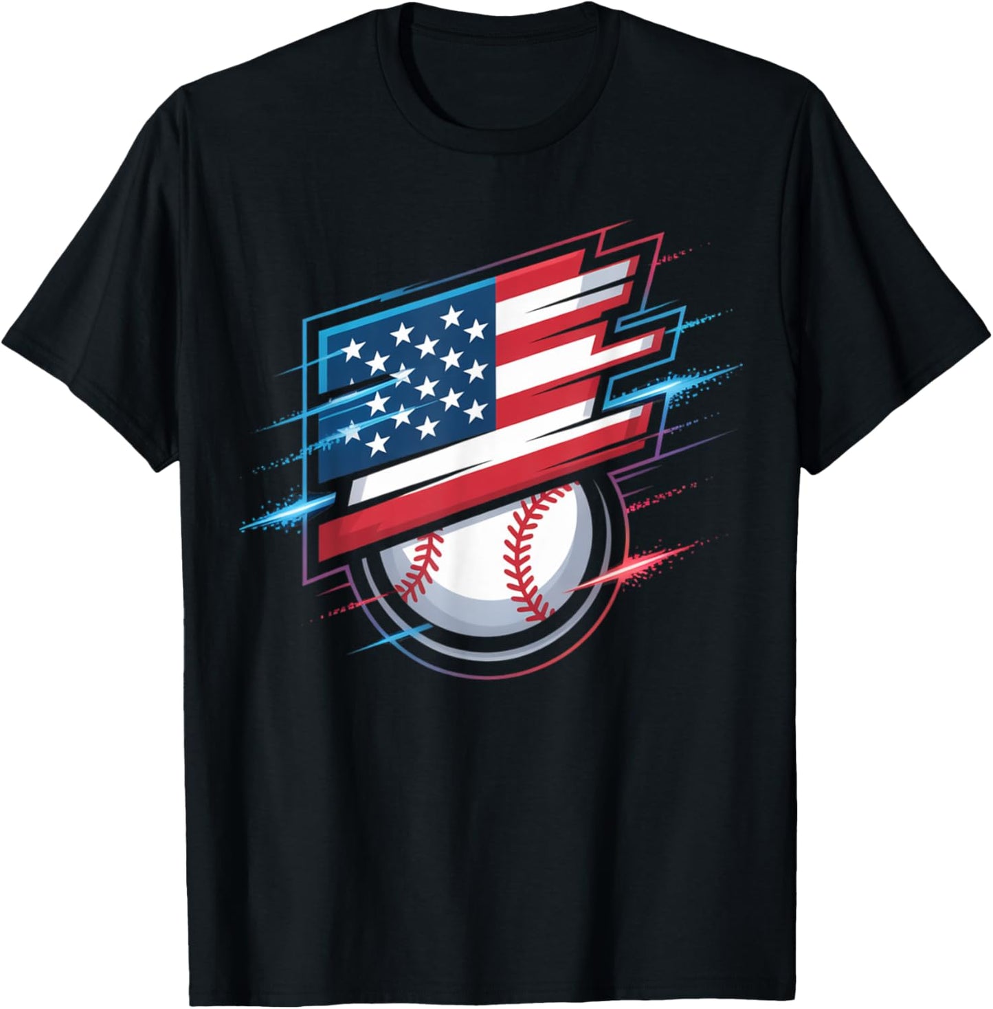 Baseball 4th Of July Men Usa American Flag Boys Patriotic T-shirt