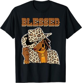 Blessed Cowgirl Black Western Swag African Christian Woman T-Shirt