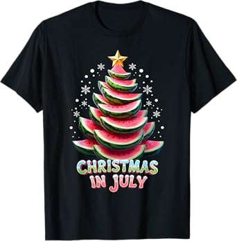 Christmas In July Watermelon Xmas Tree Summer Men Women Kids T-Shirt