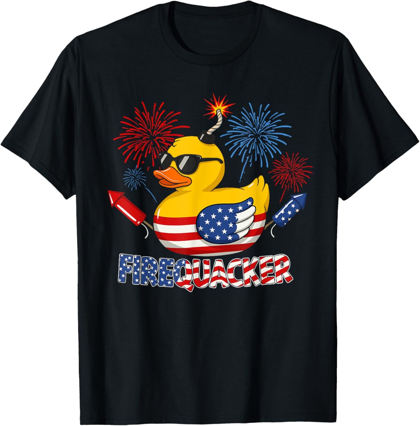 Funny 4th Of July Duck Toddler Boys Patriotic Firequacker T-shirt