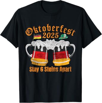 Oktoberfest 2025 6 Stein Apart Beer October Funny Drinking T-Shirt
