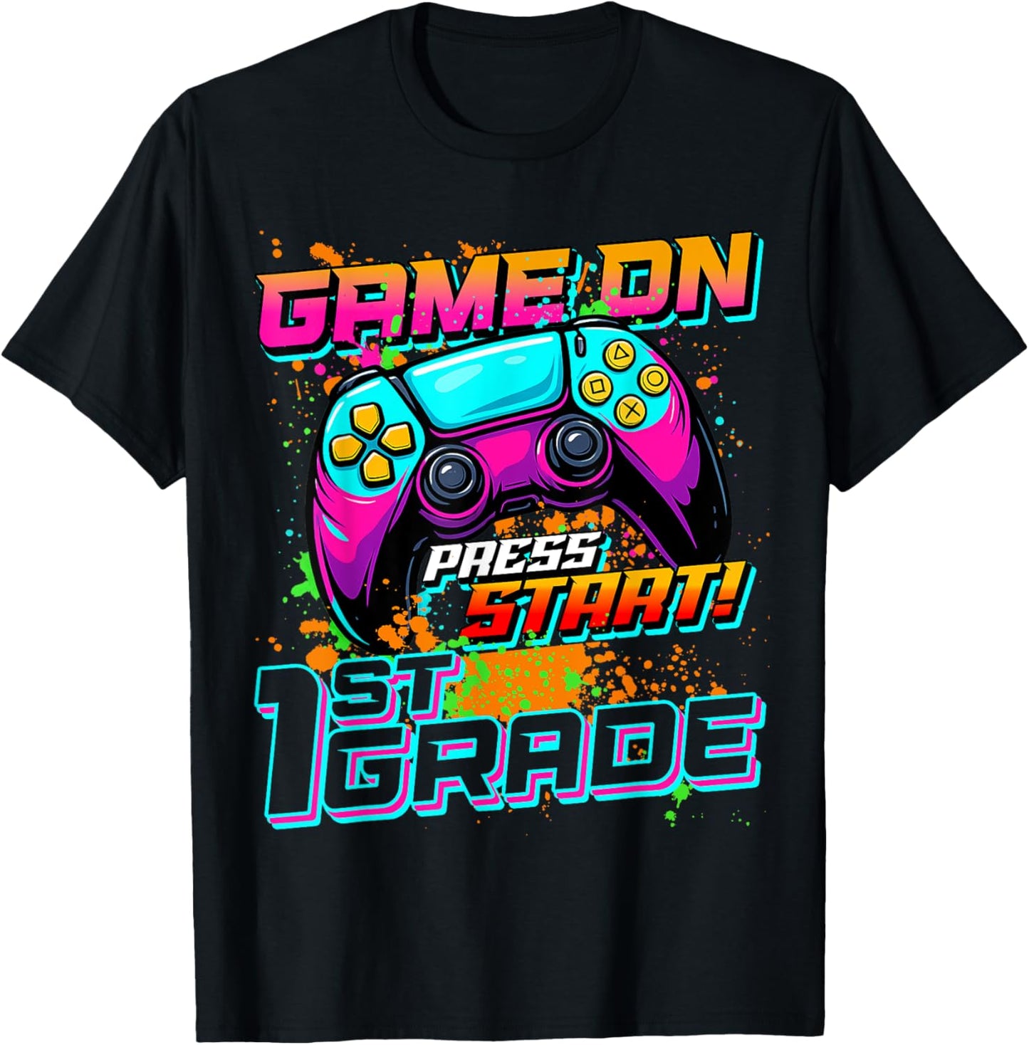 Game On Press Start 1st Grade First Day Of School Boys Kids T-Shirt