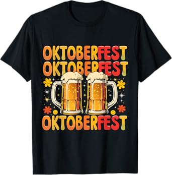 Oktoberfest Happy Beer Mugs Cute German Festival T-Shirt
