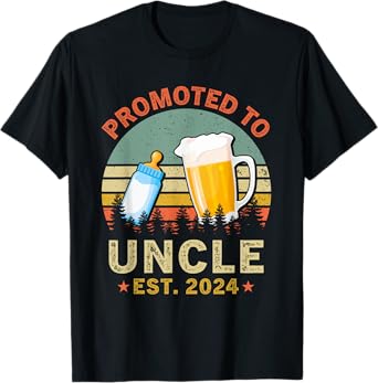 Promoted To Great Uncle Est 2024 New Uncle Beer And Milk T-Shirt
