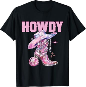 Howdy Southern Western Girl Country Rodeo Pink Cowgirl T-Shirt