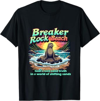 Retro VBS 2025 Breaker Rock Camp Beach God's Solid Beach T-Shirt
