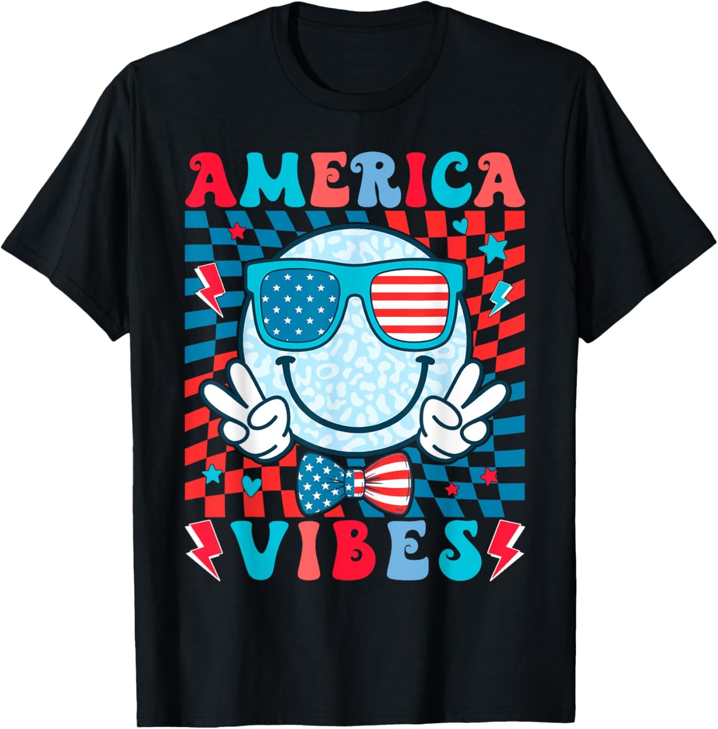 Retro America Vibes July 4th Usa Flag Peace Men Women Kids T-shirt