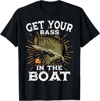 Bass Fishing Angling Fisherman Sport Black Fish T-Shirt