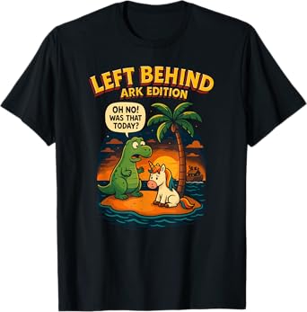 Dinosaur and Unicorn Miss Noah's Ark Christian Bible Humor T-Shirt