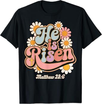 He is risen groovy retro style for christian easter T-Shirt