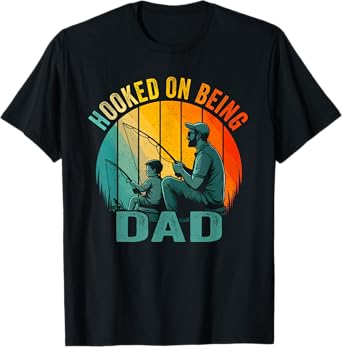 Hooked On Being Dad Fishing Vintage Dad Fathers Day T-Shirt