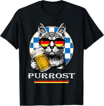 Cat Purrost Oktoberfest Vintage Drinking Kitty Kitten Beer T-Shirt