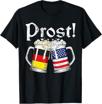 Prost Beer German American Flag T-Shirt Oktoberfest Men Mug T-Shirt