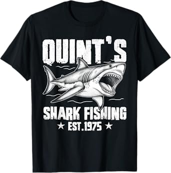 Vintage Quint's Shark Fishing 1975 Retro Fishing Day T-Shirt