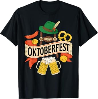 Oktoberfest Beer Pretzel Sausage Bavarian Hat Men Women T-Shirt