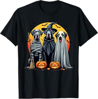 Great Dane Halloween Costume Mummy Witch Ghost T-Shirt