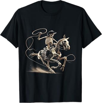 Halloween Cowboy Horse Skeleton Costume T-Shirt