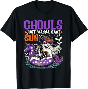 Summerween Summer Halloween Unicorn Float Witch Ghoul T-Shirt