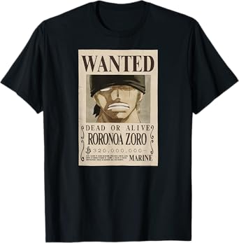 One Piece Anime Roronoa Zoro Wanted Poster T-Shirt