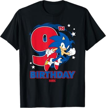 Sonic The Hedgehog Epic Sonic 9th Birthday Big Chest Logo T-Shirt