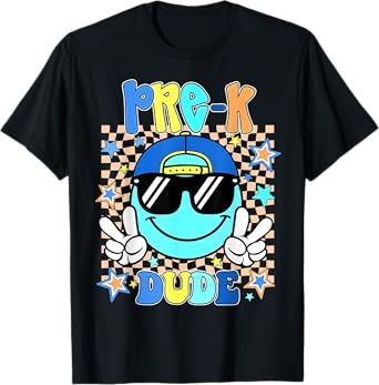 Pre-K Dude Smile Face First Day Of Back To School Boys T-Shirt