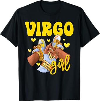 Virgo Girl Shoes Sneakers Zodiac Sign Black Women T-Shirt
