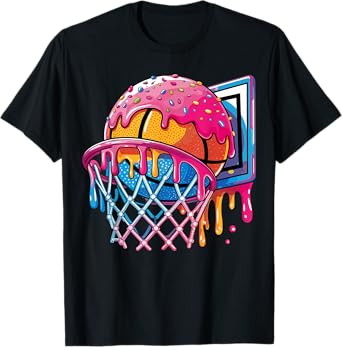 Basketball Player Ice Cream Basketball Hoop Drip T-Shirt