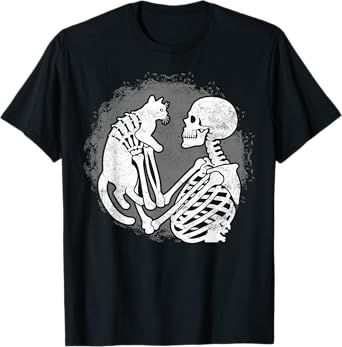Skeleton Cat Skull Kitty Cute Halloween Men Women Kids T-Shirt