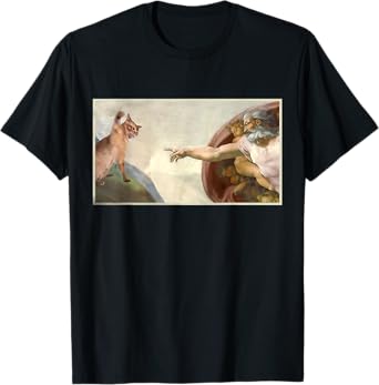 Funny Cat Slap Sarcastic Creation Of Adam Cat Meme Cat Lover T-Shirt