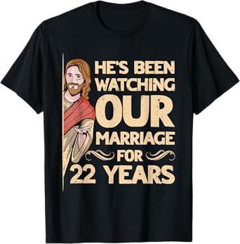 22nd Wedding Anniversary Jesus Christian Husband Wife T-Shirt