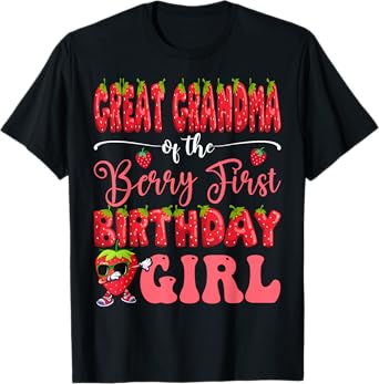 Great Grandma Of Berry First Birthday Girl Strawberry Lover T-Shirt