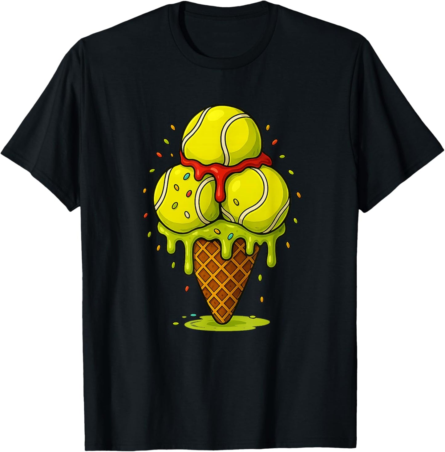 Colorful Tennis Ice Cream Cone Fun Summer Boy and Girls T-Shirt
